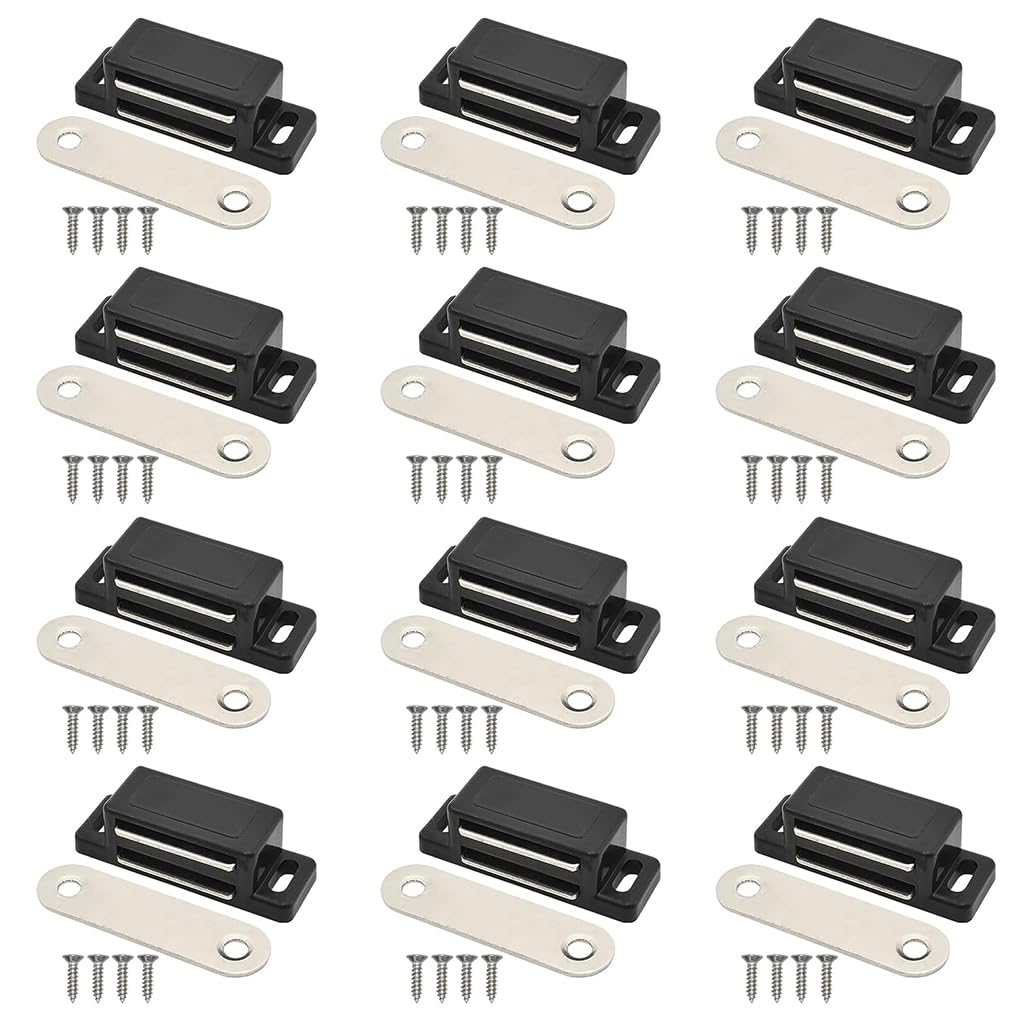 HASTHIP 12 Pack Cabinet Magnet Latch, Best for Cabinet Doors, Cupboards, Drawers and Shutters, Cabinet Magnetic Latch Easy Install, Magnetic Cabinet Catch Screws Included (Black) HASTHIP 12 Pack Cabinet Magnet Latch, Best for Cabinet Doors, Cupboards, Drawers and Shutters, Cabinet Magnetic Latch Easy Install, Magnetic Cabinet Catch Screws Included (Black)